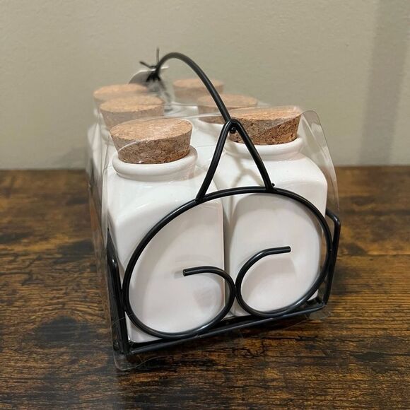 Rae Dunn Watercolor Jars With Cork Lids And Caddy - Picture 5 of 5